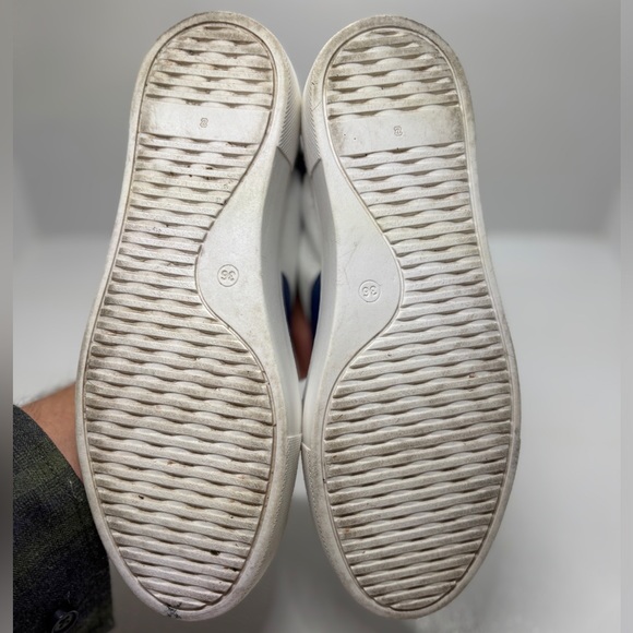 Luukaa White Blue Pebbled Leather Slip-On Sneaker Casual Artsy Sz EU 36 US 5.5-6 - Picture 7 of 11